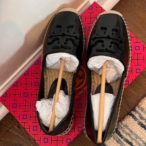 NIB New & Unworn Tory Burch Leather Ines Platform Espadrille- Black Size 7 - Picture 3 of 9